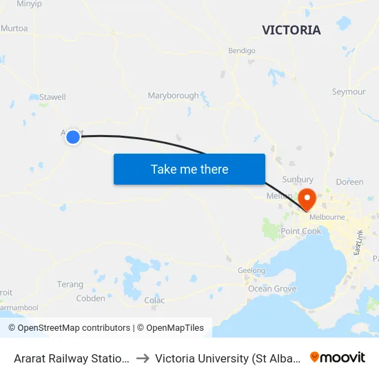 Ararat Railway Station/High St to Victoria University (St Albans Campus) map