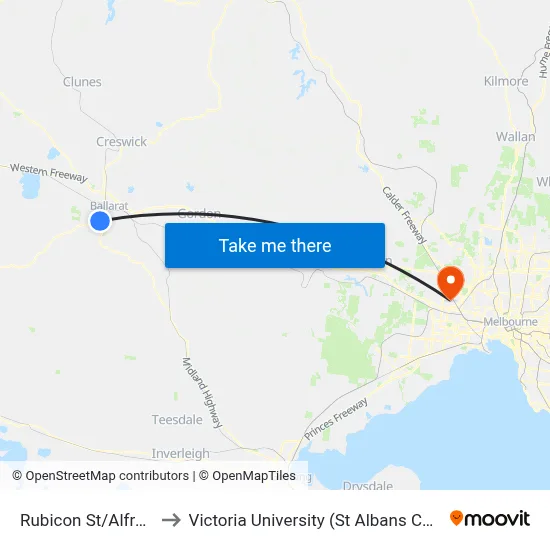 Rubicon St/Alfred St to Victoria University (St Albans Campus) map