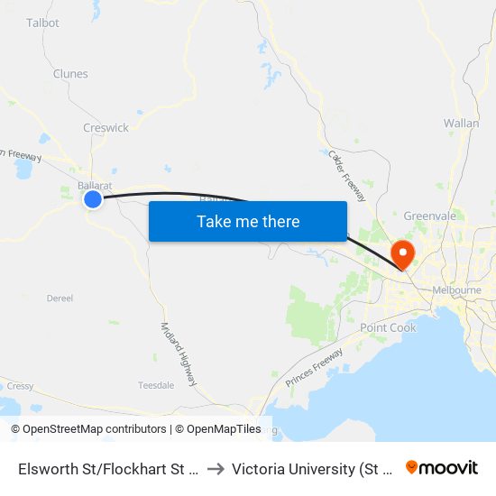 Elsworth St/Flockhart St (Mount Pleasant) to Victoria University (St Albans Campus) map