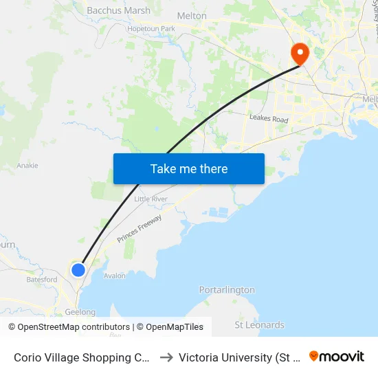 Corio Village Shopping Centre/Gellibrand St to Victoria University (St Albans Campus) map