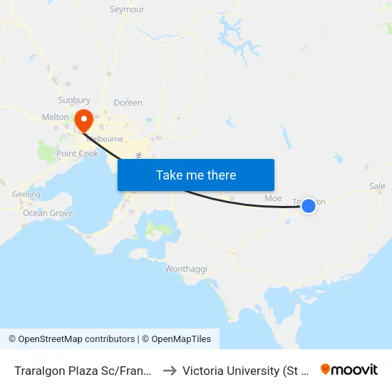 Traralgon Plaza Sc/Franklin St to Victoria University (St Albans Campus) map