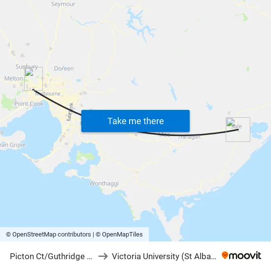 Picton Ct/Guthridge Pde to Victoria University (St Albans Campus) map