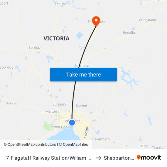 7-Flagstaff Railway Station/William St (Melbourne City) to Shepparton Airport map