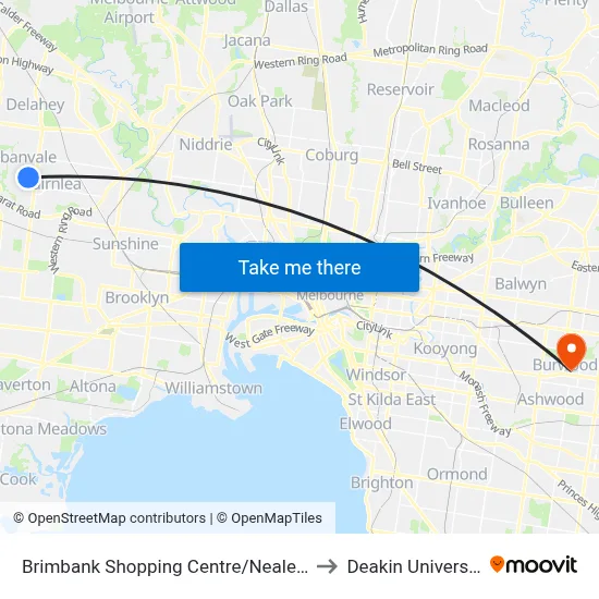 Brimbank Shopping Centre/Neale Rd to Deakin University map