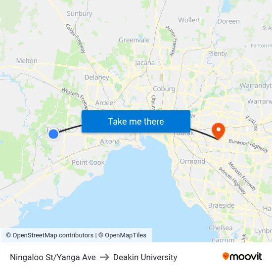Ningaloo St/Yanga Ave to Deakin University map