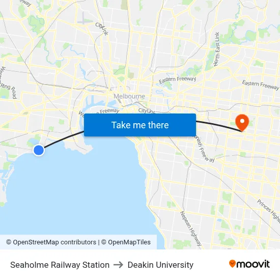 Seaholme Railway Station to Deakin University map