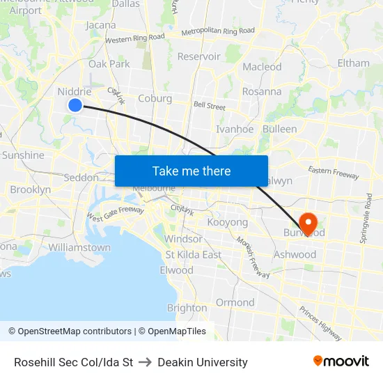 Rosehill Sec Col/Ida St to Deakin University map