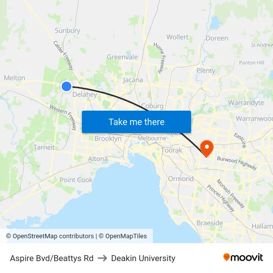 Aspire Bvd/Beattys Rd to Deakin University map