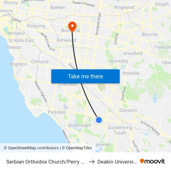 Serbian Orthodox Church/Perry Rd to Deakin University map