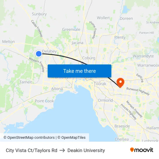 City Vista Ct/Taylors Rd to Deakin University map