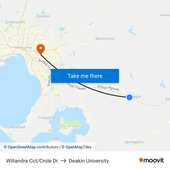 Willandra Cct/Crole Dr to Deakin University map