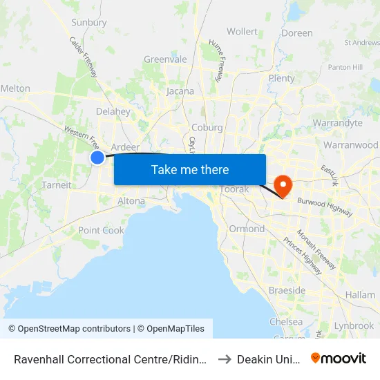 Ravenhall Correctional Centre/Riding Boundary Rd to Deakin University map