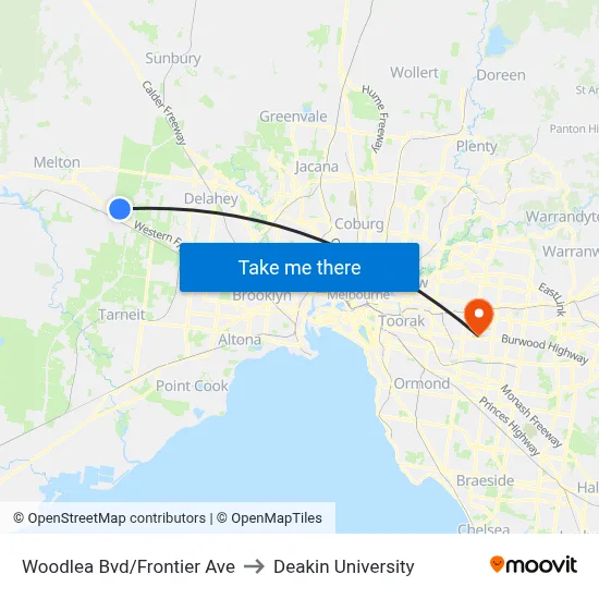 Woodlea Bvd/Frontier Ave to Deakin University map
