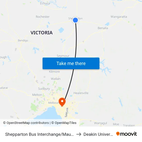 Shepparton Bus Interchange/Maude St to Deakin University map