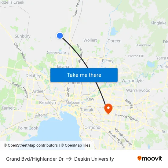 Grand Bvd/Highlander Dr to Deakin University map