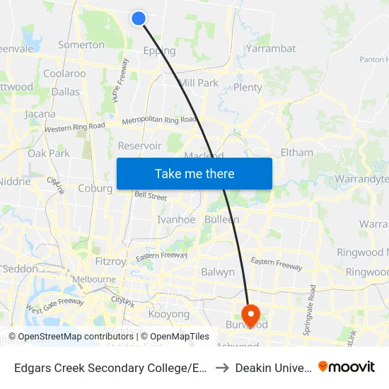 Edgars Creek Secondary College/Edgars Rd to Deakin University map