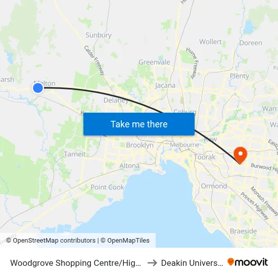 Woodgrove Shopping Centre/High St to Deakin University map