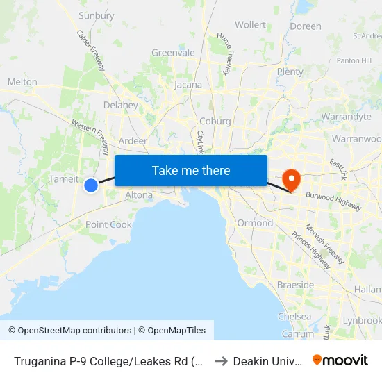 Truganina P-9 College/Leakes Rd to Deakin University map