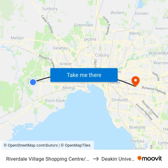 Riverdale Village Shopping Centre/Davis Rd to Deakin University map