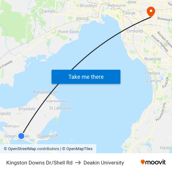 Kingston Downs Dr/Shell Rd to Deakin University map