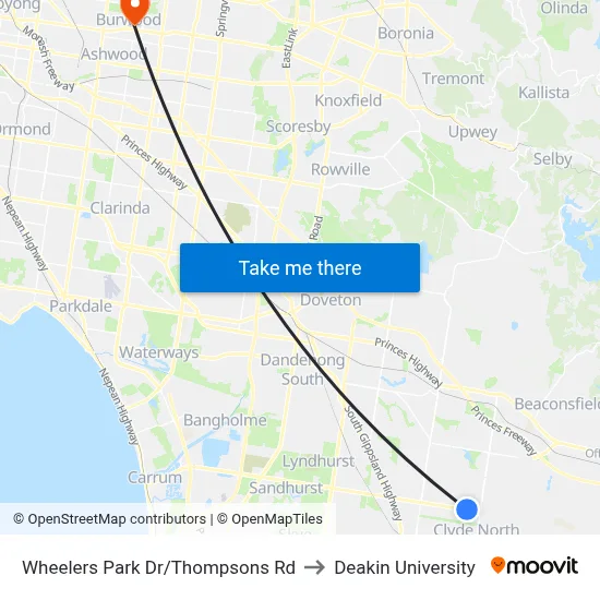 Wheelers Park Dr/Thompsons Rd to Deakin University map