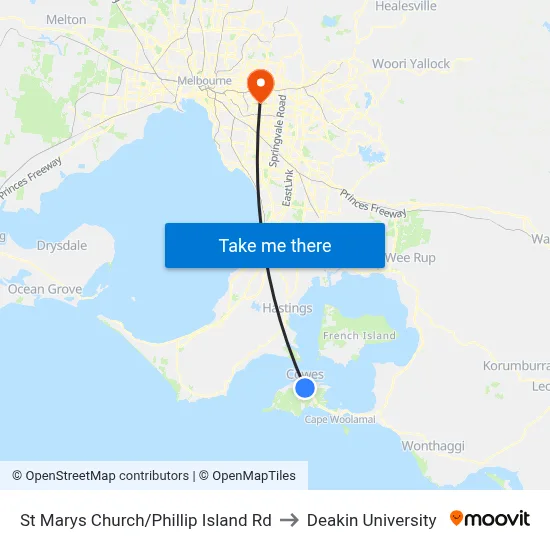 St Marys Church/Phillip Island Rd to Deakin University map