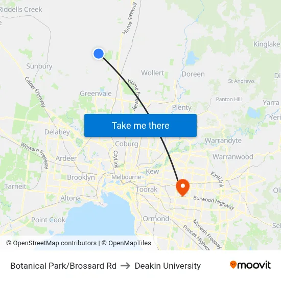 Botanical Park/Brossard Rd to Deakin University map
