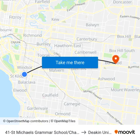 St Michaels Grammar School/Chapel St #41 to Deakin University map