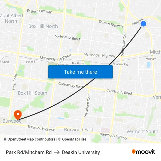 Park Rd/Mitcham Rd to Deakin University map