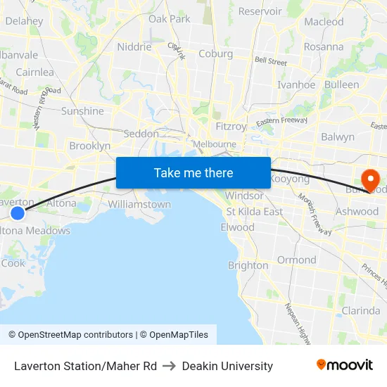 Laverton Station/Maher Rd to Deakin University map