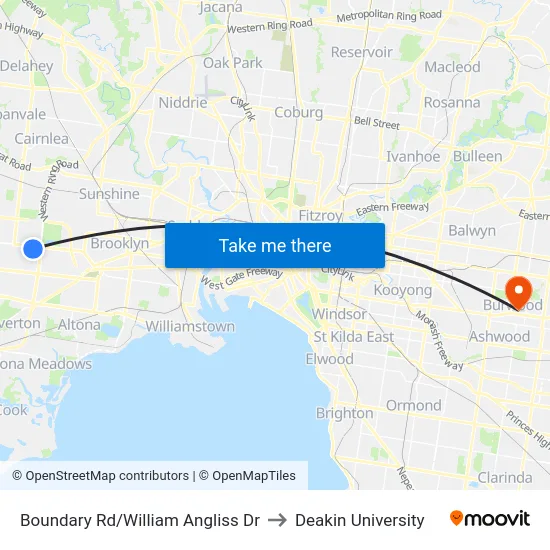 Boundary Rd/William Angliss Dr to Deakin University map