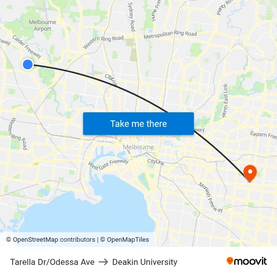 Tarella Dr/Odessa Ave to Deakin University map