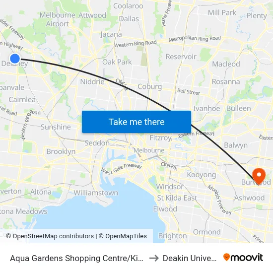 Aqua Gardens Shopping Centre/Kings Rd to Deakin University map