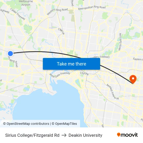 Sirius College/Fitzgerald Rd to Deakin University map