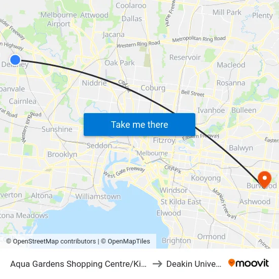 Aqua Gardens Shopping Centre/Kings Rd to Deakin University map