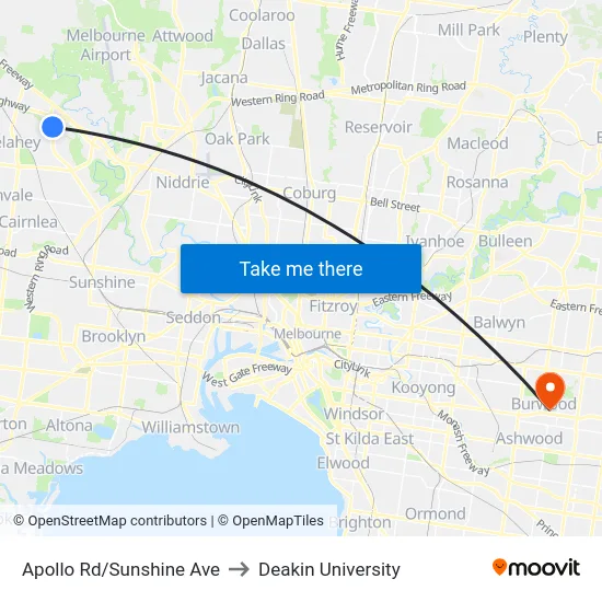 Apollo Rd/Sunshine Ave to Deakin University map