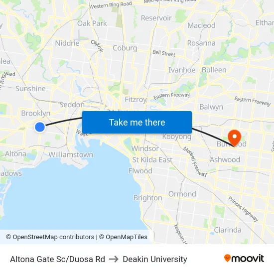 Altona Gate Sc/Duosa Rd to Deakin University map