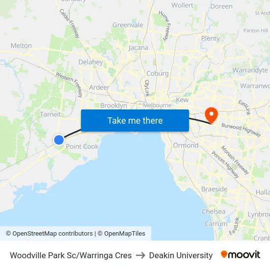Woodville Park Sc/Warringa Cres to Deakin University map