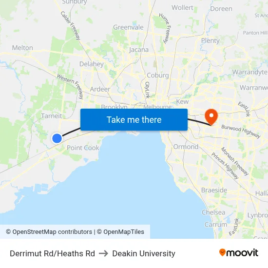 Derrimut Rd/Heaths Rd to Deakin University map