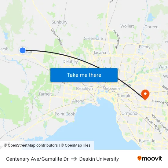Centenary Ave/Gamalite Dr to Deakin University map