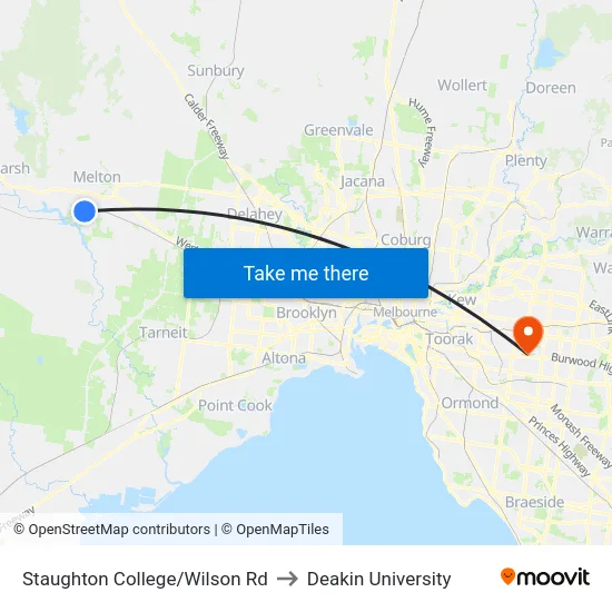Staughton College/Wilson Rd to Deakin University map