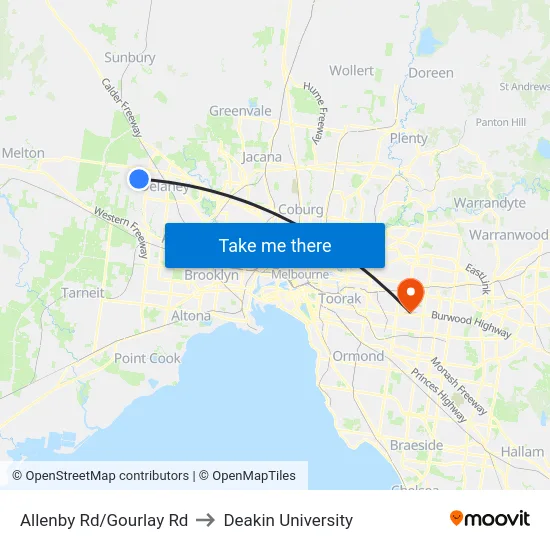 Allenby Rd/Gourlay Rd to Deakin University map