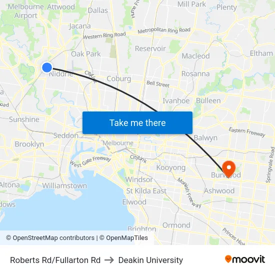 Roberts Rd/Fullarton Rd to Deakin University map
