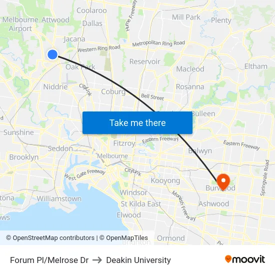 Forum Pl/Melrose Dr to Deakin University map