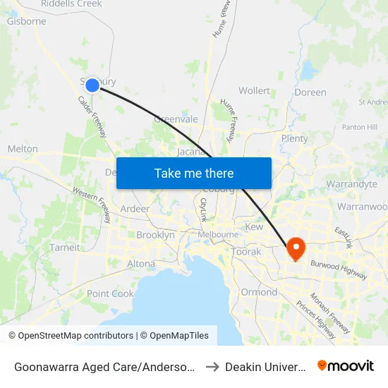 Goonawarra Aged Care/Anderson Rd to Deakin University map