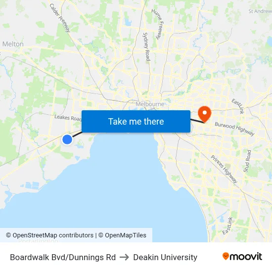 Boardwalk Bvd/Dunnings Rd to Deakin University map