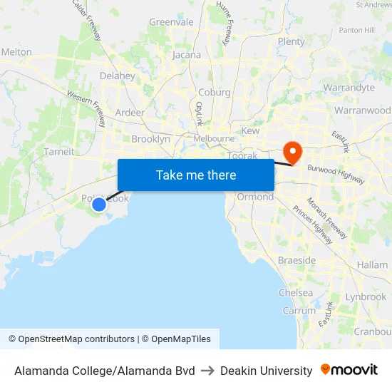 Alamanda College/Alamanda Bvd to Deakin University map