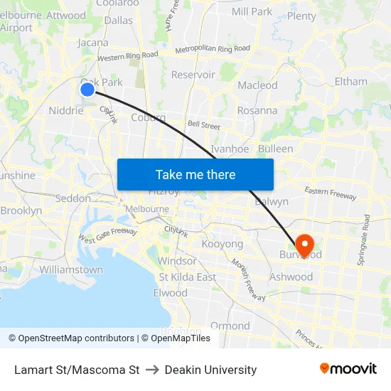 Lamart St/Mascoma St to Deakin University map