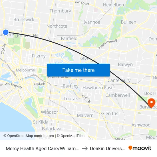 Mercy Health Aged Care/William St to Deakin University map