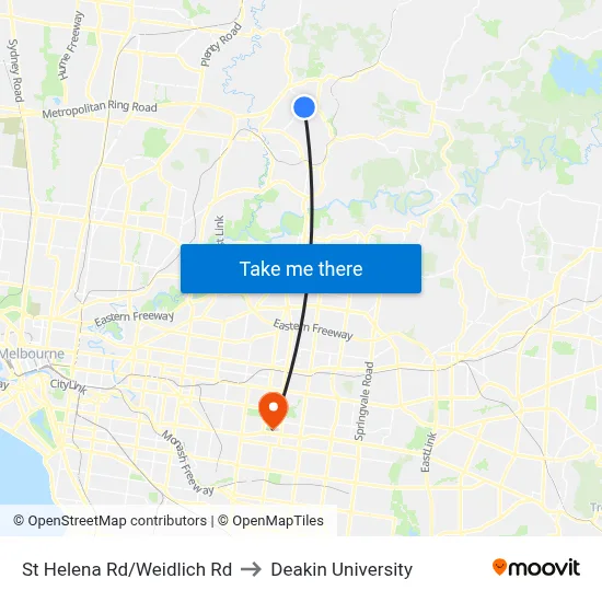 St Helena Rd/Weidlich Rd to Deakin University map